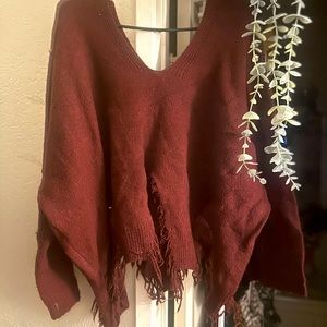 Slouchy burgundy cropped sweater